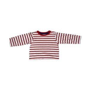 Baby Boden Red and White Striped Long Sleeve Top, 0-3 months